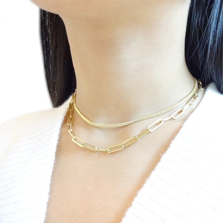 Kikichic Medium Thick Paper Clip Link Chain Necklace Gold