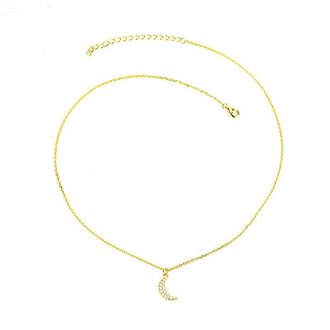 Kikichic Moon CZ Charm Necklace Gold