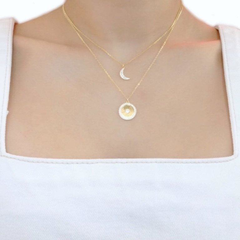 Kikichic Moon CZ Charm Necklace Gold