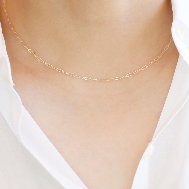 Kikichic Mini Paper Clip Link Chain Choker (Or Double Wrap Bracelet) Gold