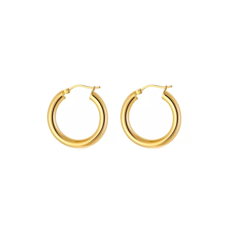 Kikichic Medium Thick Hoop Earrings Gold