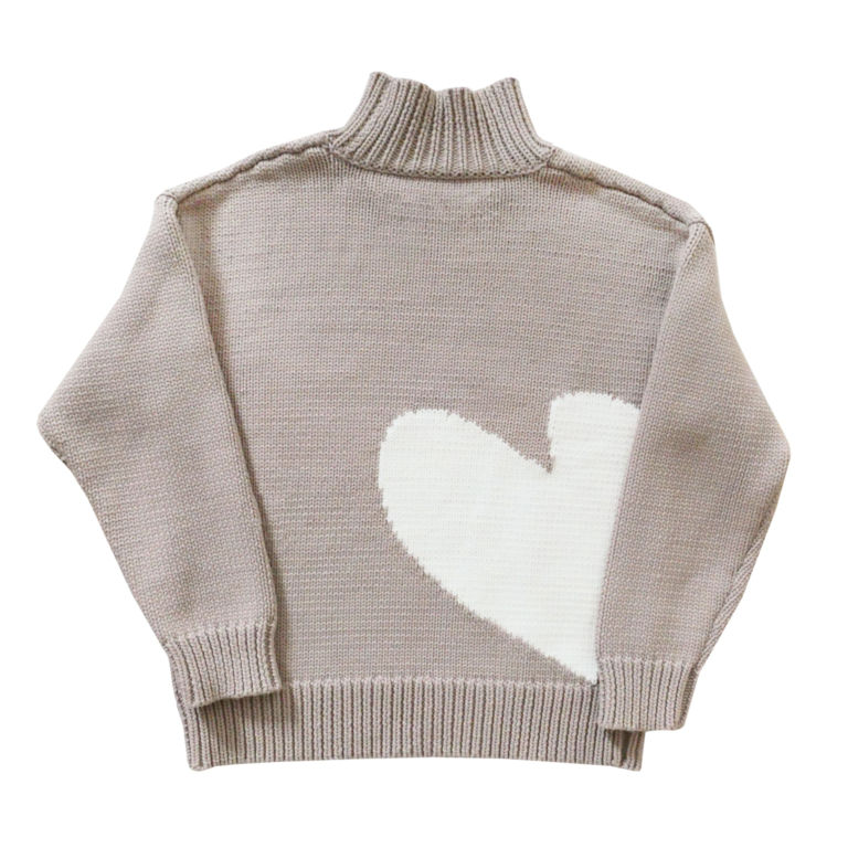 Kerri Rosenthal Imperfect Heart Cotton Sweater Grey
