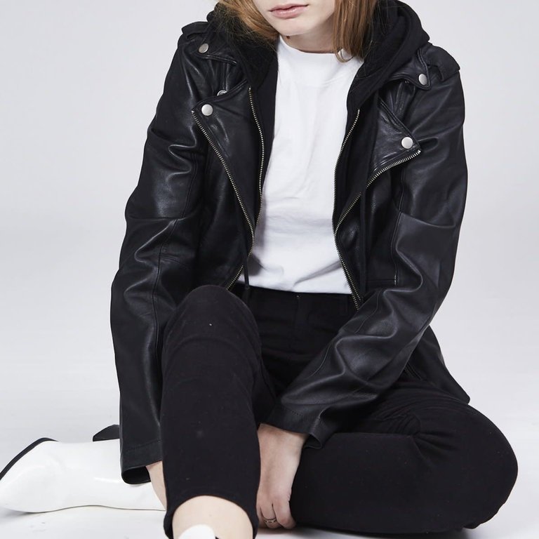 Jakett Molly Burnished Leather Jacket Black