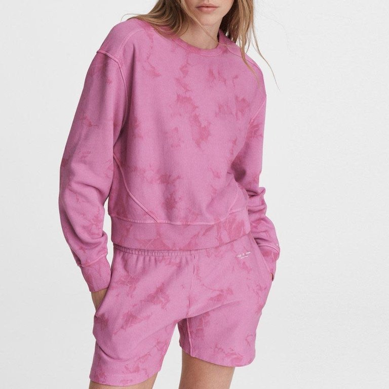 Rag & Bone City Tie Dye Terry Sweatshirt Fuchsia