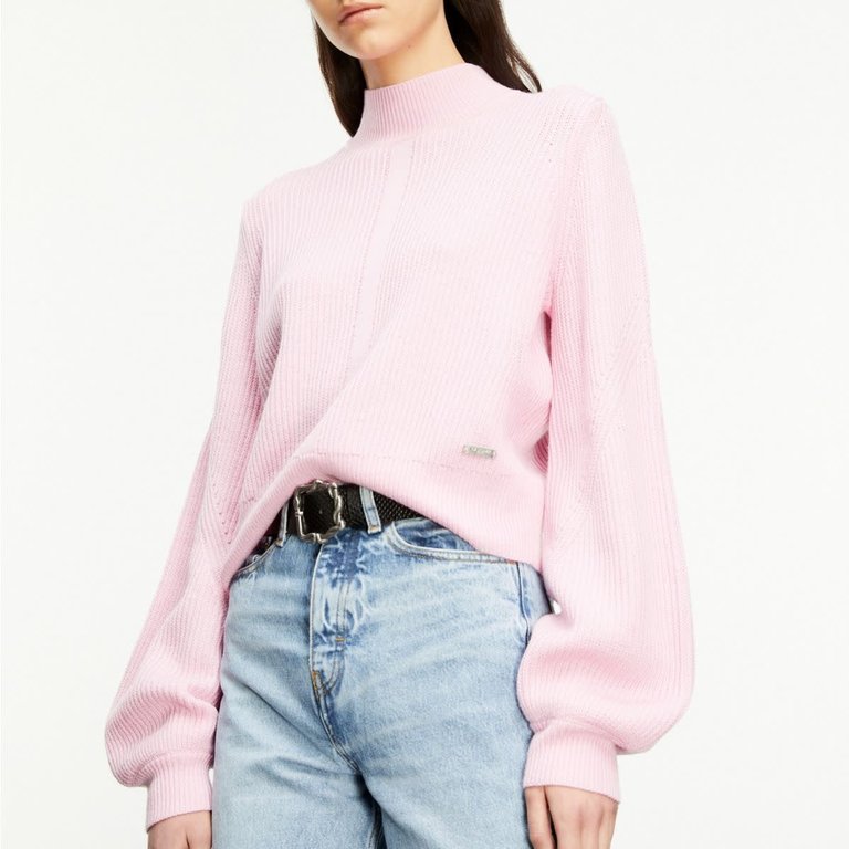 The Kooples Mock Neck Merino Pullover Pink