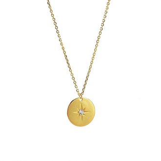 Kikichic CZ Starburst Coin Necklace Gold
