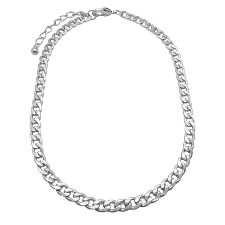 Kikichic Cuban Chain Choker Necklace Silver