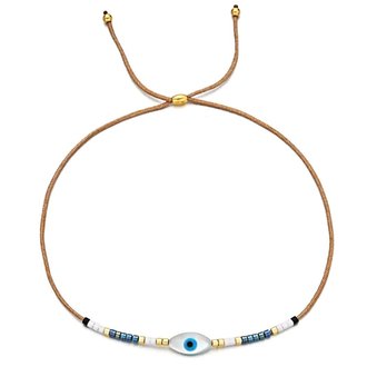Kikichic Evil Eye Good Luck String Bracelet Tan