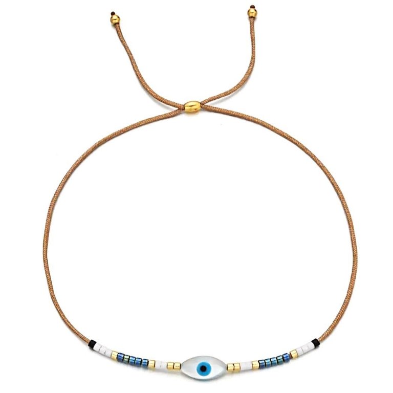 Kikichic Evil Eye Good Luck String Bracelet Tan