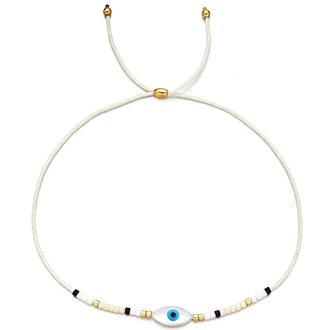 Kikichic Evil Eye Good Luck String Bracelet White