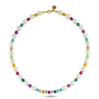 Maison Irem Rainbow Pearl Love Necklace
