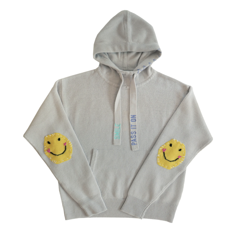 Kerri Rosenthal Smile Pass It On Cashmere Patch Hoodie