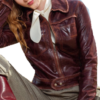 Jakett Harley Floral Burnished Leather Jacket - Sublime Telluride