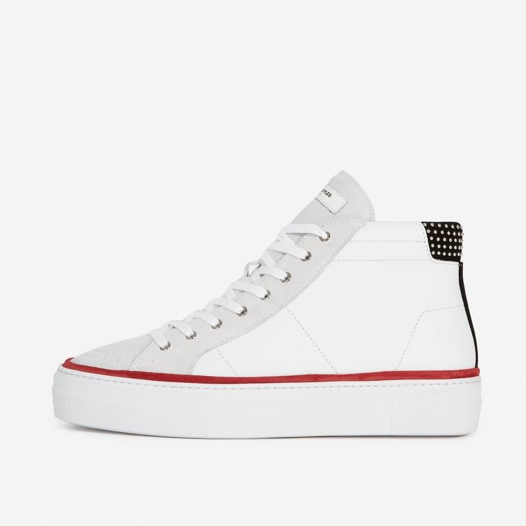 The Kooples Leather Sneaker White And Red With Studs
