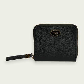 Leather Billfold Zip Wallet Black