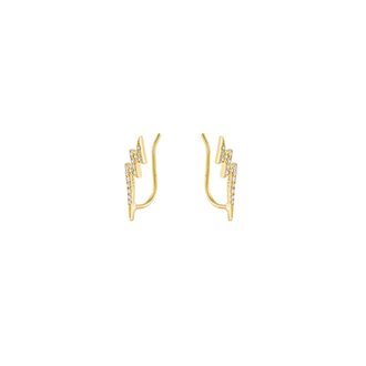 Kikichic CZ Lightning Bolt Ear Climbers Gold
