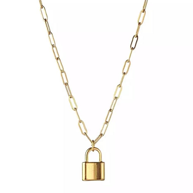 Kikichic Lock Paper Clip Chain Necklace Gold