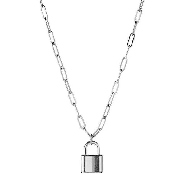 Kikichic Lock Paper Clip Chain Necklace Silver