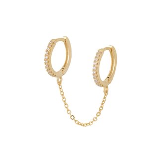 Kikichic CZ Handcuff Chain Huggies 14K-Gold