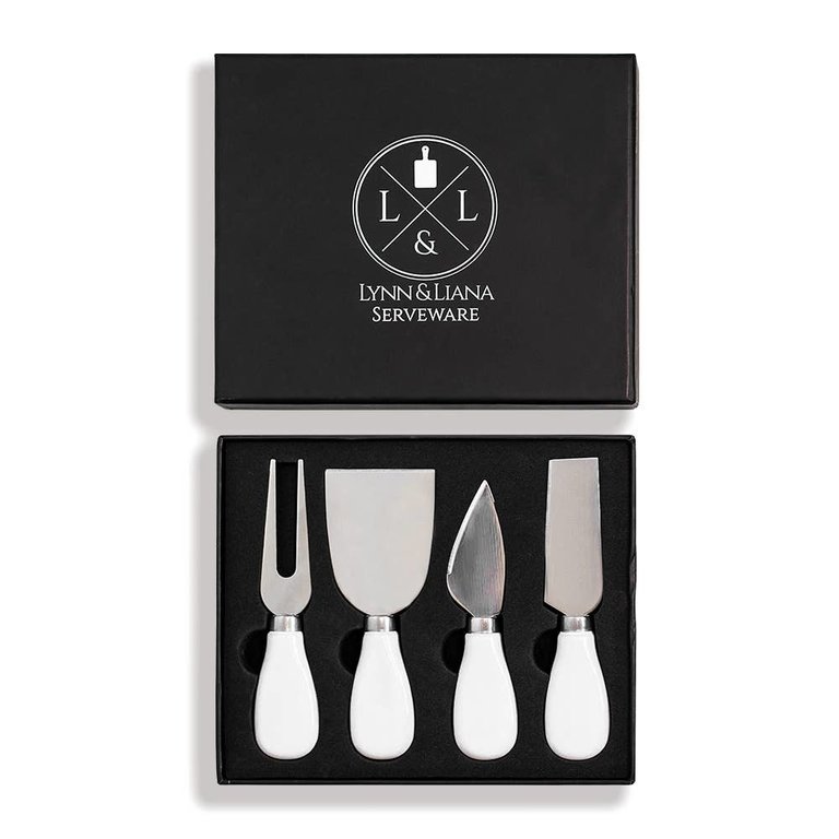 Lynn & Liana Serveware White Ceramic Boxed Cheese Spreader Set