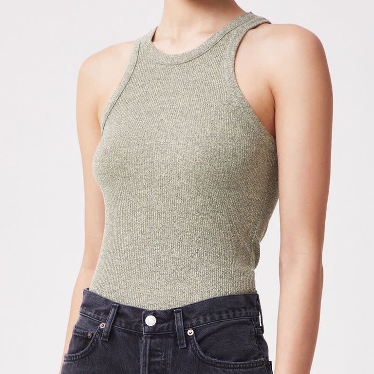 Agolde Bailey Rib Tank Keylime Heather