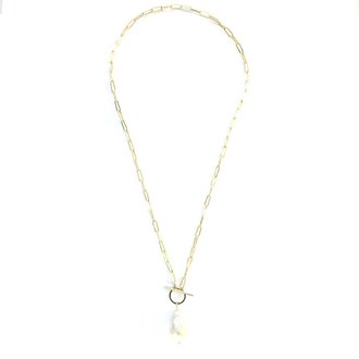 Kikichic Baroque Pearl Paper Clip Toggle Necklace Long