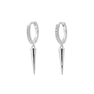 Kikichic CZ Dangling Spike Huggie Hoops Silver