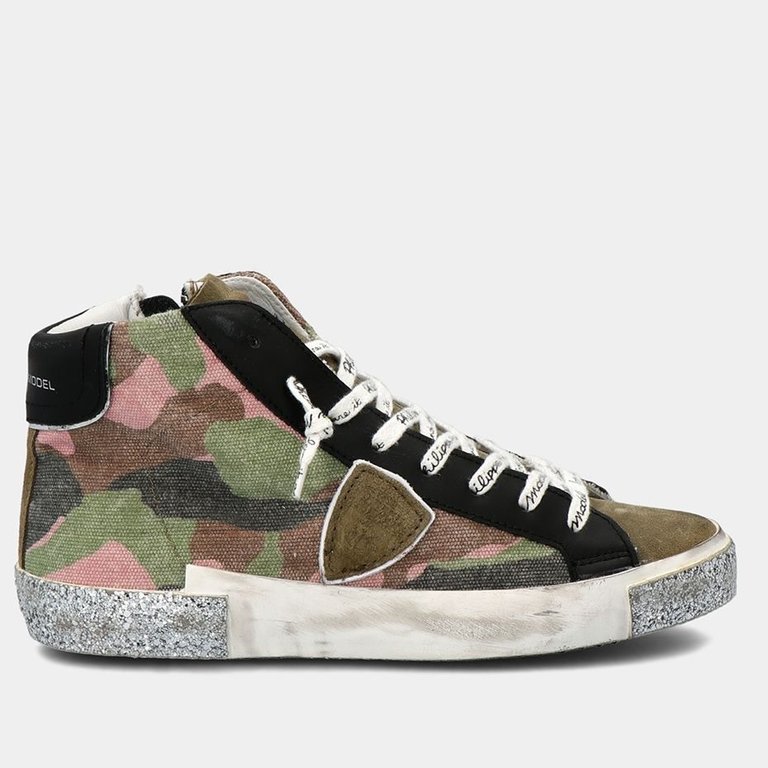 Philippe Model Camouflage Fucsia High Top Sneaker