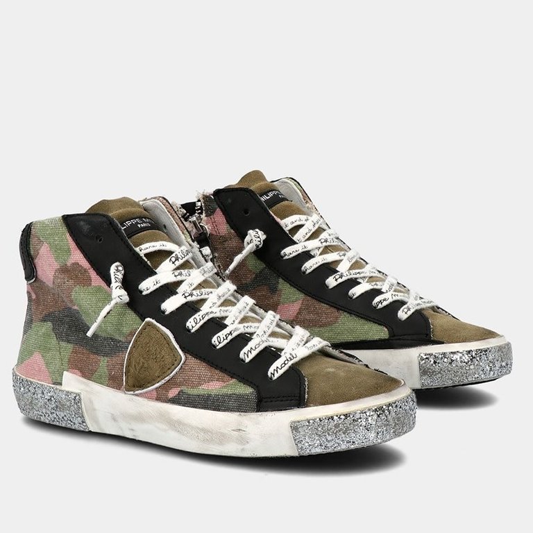 Philippe Model Camouflage Fucsia High Top Sneaker