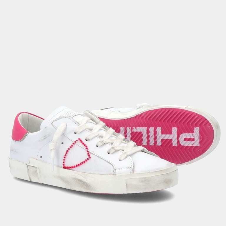 Philippe Model Broderie Sneaker Pop Blanc Fucsia