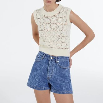 Ecru Crochet Cotton Top