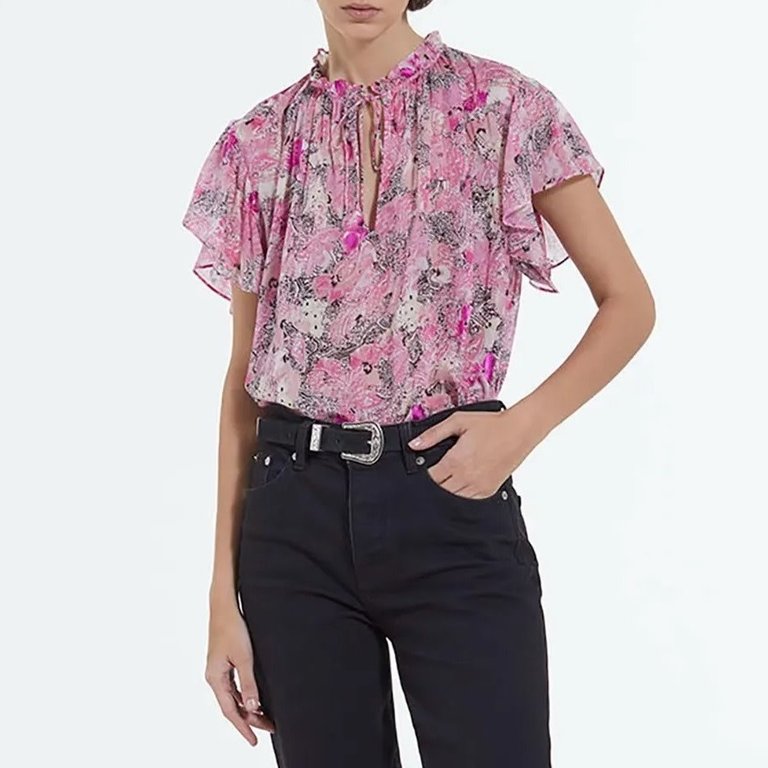 The Kooples Pink And White Flowered Blouse