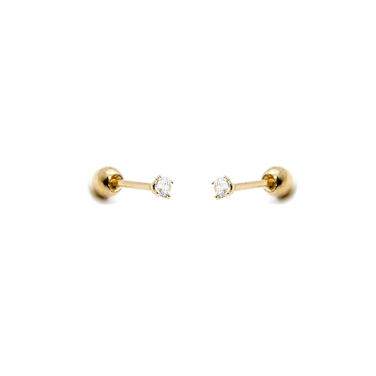 Kikichic Classic CZ Tiny Diamond Screw Flat Back Earrings Gold