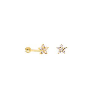 Kikichic CZ Diamond Flower Screw Flat Back Earrings Gold Vermeil