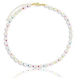 Kikichic Rainbow Pearl Choker Necklace