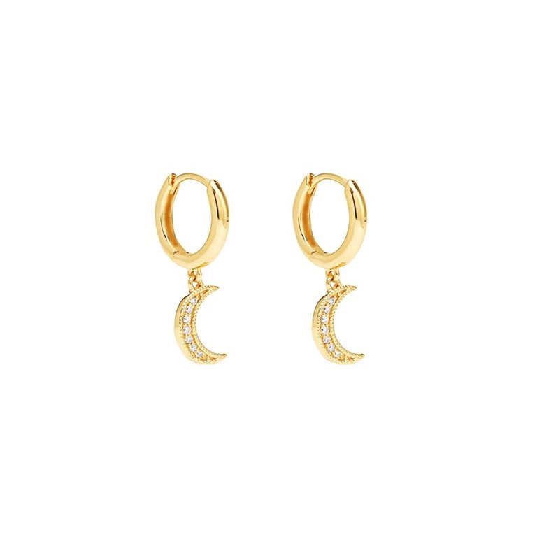 Kikichic CZ Moon Dangle Huggies Hoops Gold