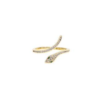 Kikichic CZ Pave Snake Ring Adjustable Gold