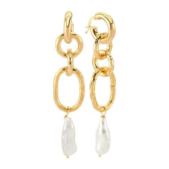 Maison Irem Koa Earrings Fresh Water Pearl Gold