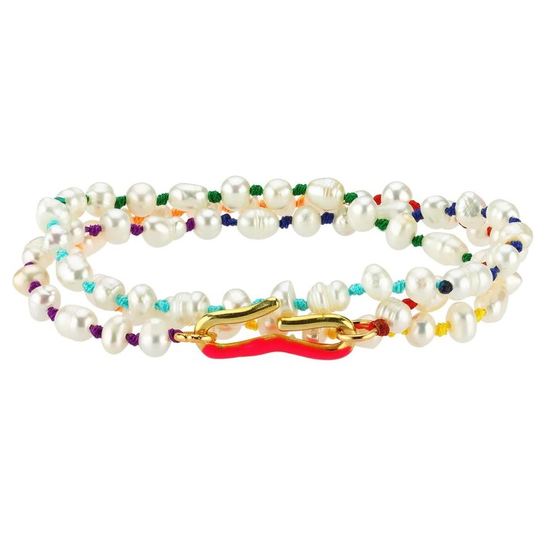 Maison Irem Rice Pearl Rainbow Bracelet