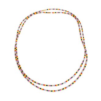 Stretch Glass Bead Choker With Brass Charm Rainbow