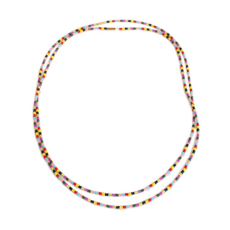 Bluma Project Stretch Glass Bead Choker With Brass Charm Rainbow