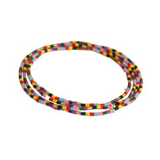Stretch Glass Bead Bracelet With Brass Charm Rainbow