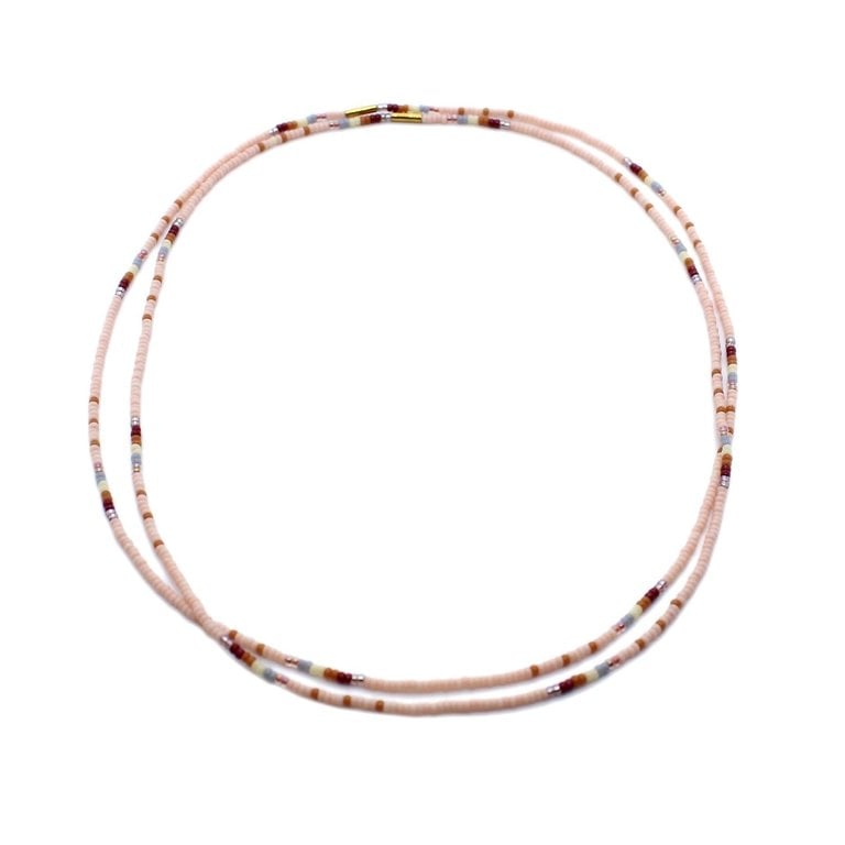 Bluma Project Omni Stretch Glass Bead Choker With Brass Charm Pink