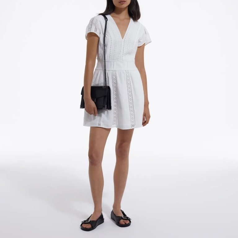 The Kooples Short Embroidered Dress White