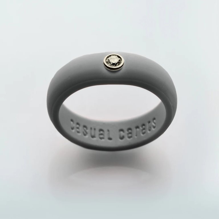 Casual Carats Stone Grey Diamond Silicone Ring