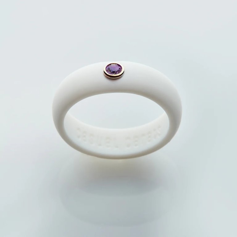 Casual Carats Amethyst White Silicone Ring