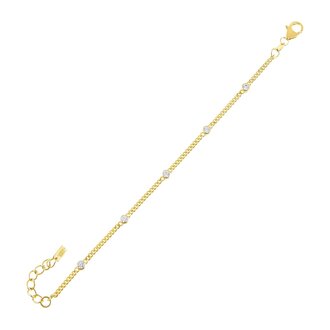 Adina’s Jewels CZ Bezel Cuban Chain Bracelet Gold