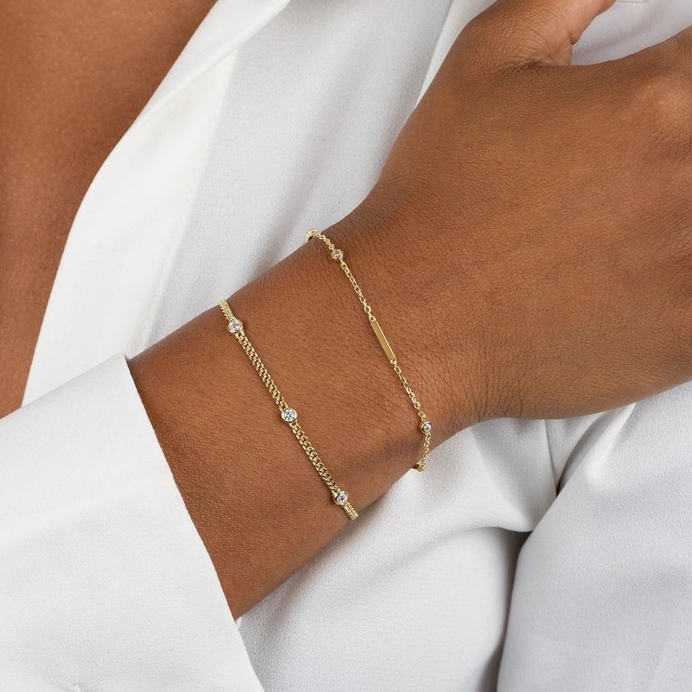Adina’s Jewels CZ Bezel Cuban Chain Bracelet Gold