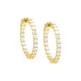 Adina’s Jewels CZ Thin Round Hoop Earring Gold 25MM