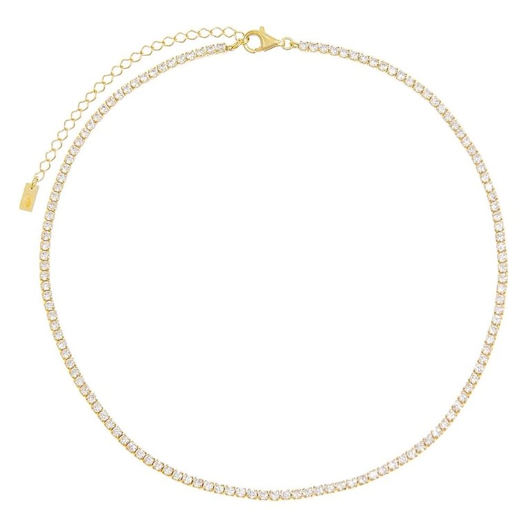 Adina’s Jewels Thin Tennis Choker Gold (Sterling Silver Gold Plated)
